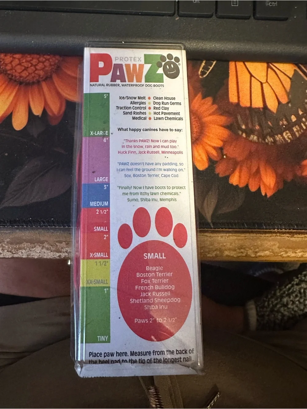 PAWZ Small Red Paw Print Rubber Dog Booties